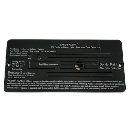 Safe-T-Alert Combo Carbon Monoxide Propane Alarms Flush Mount - Black 35-742-BL